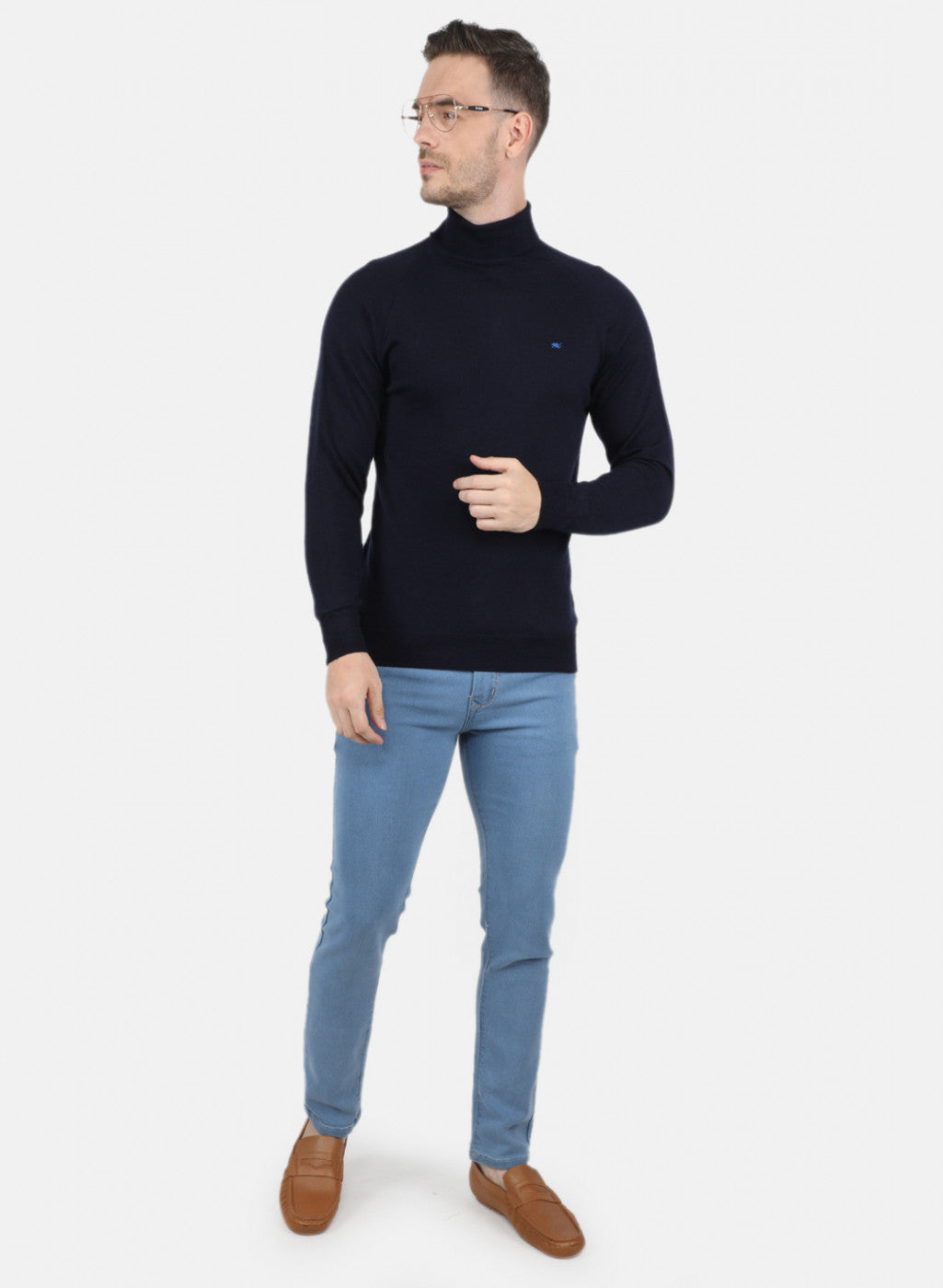 Men NAvy Blue Solid Pullover