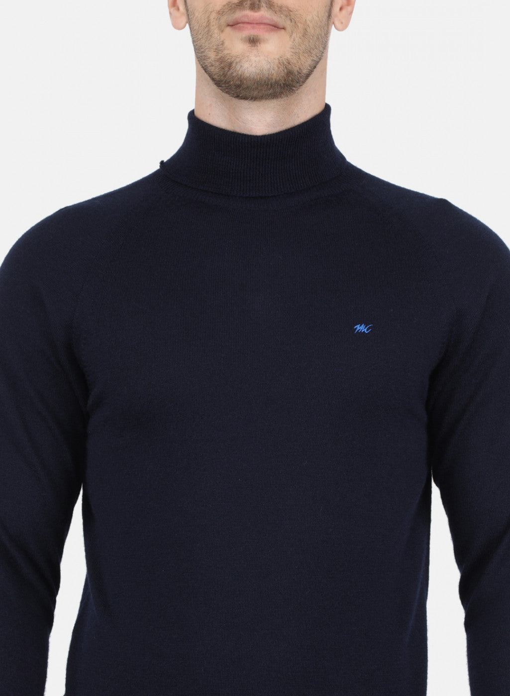 Men NAvy Blue Solid Pullover