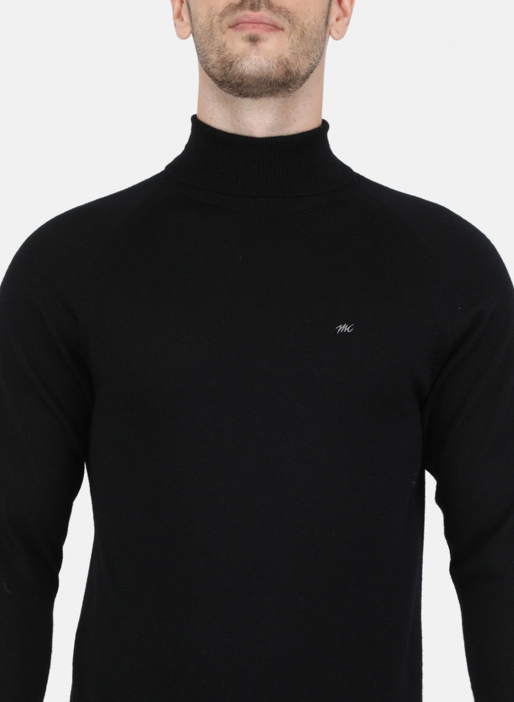 Men Black Solid Pullover