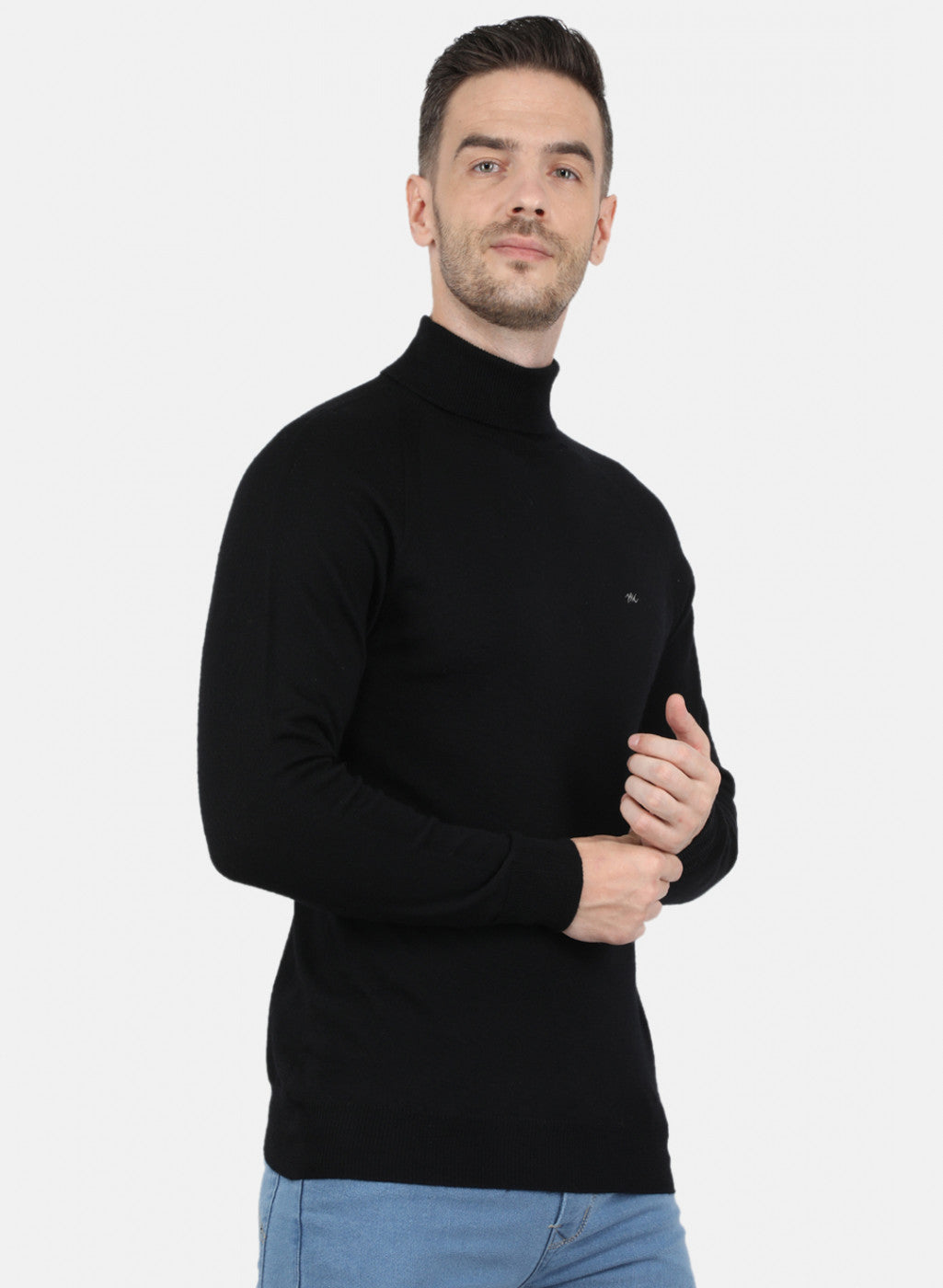 Men Black Solid Pullover