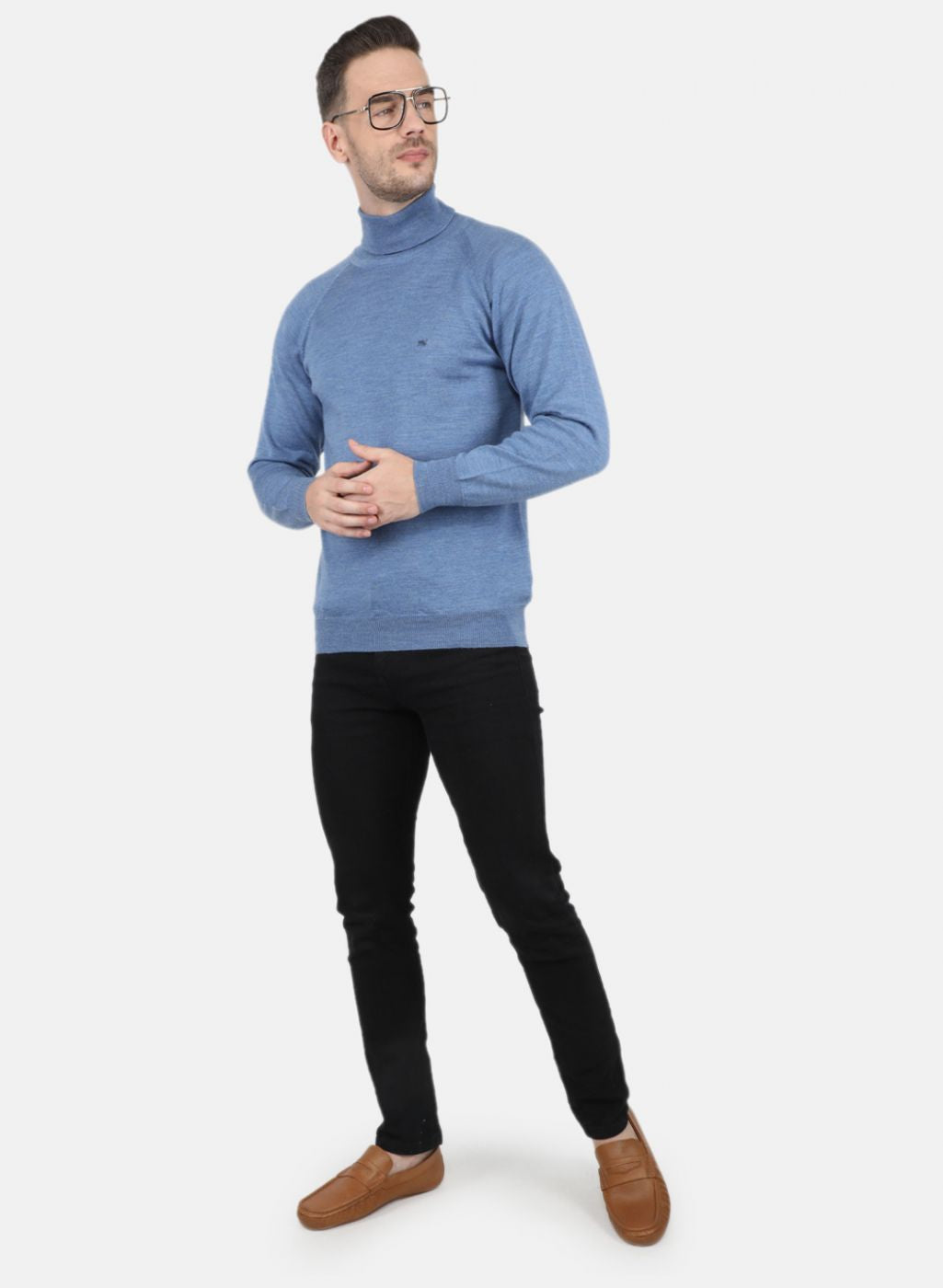 Men Blue Solid Pullover