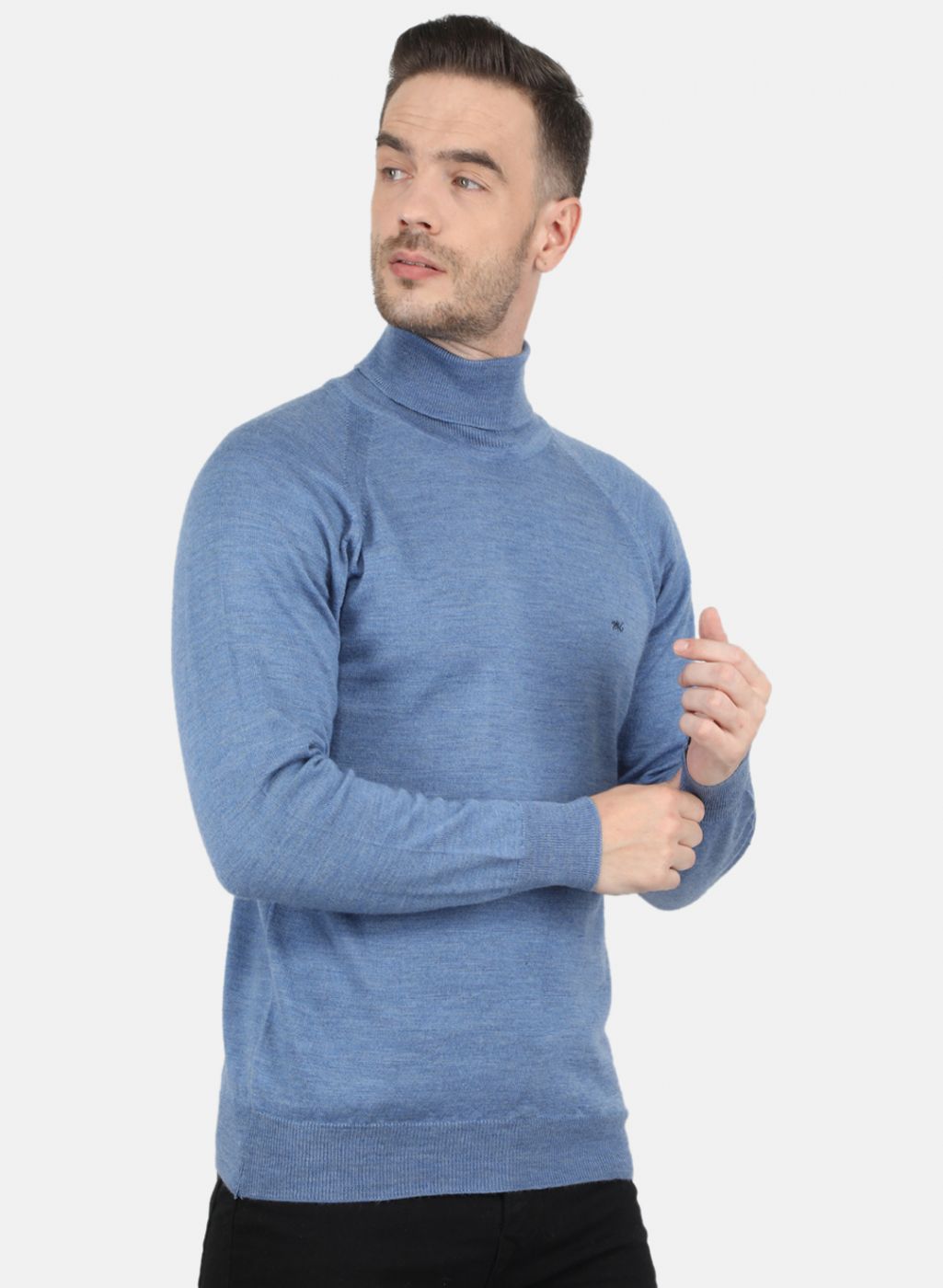 Men Blue Solid Pullover