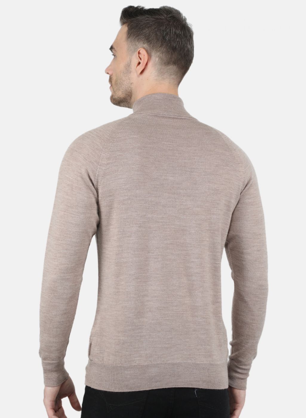 Men Beige Solid Pullover