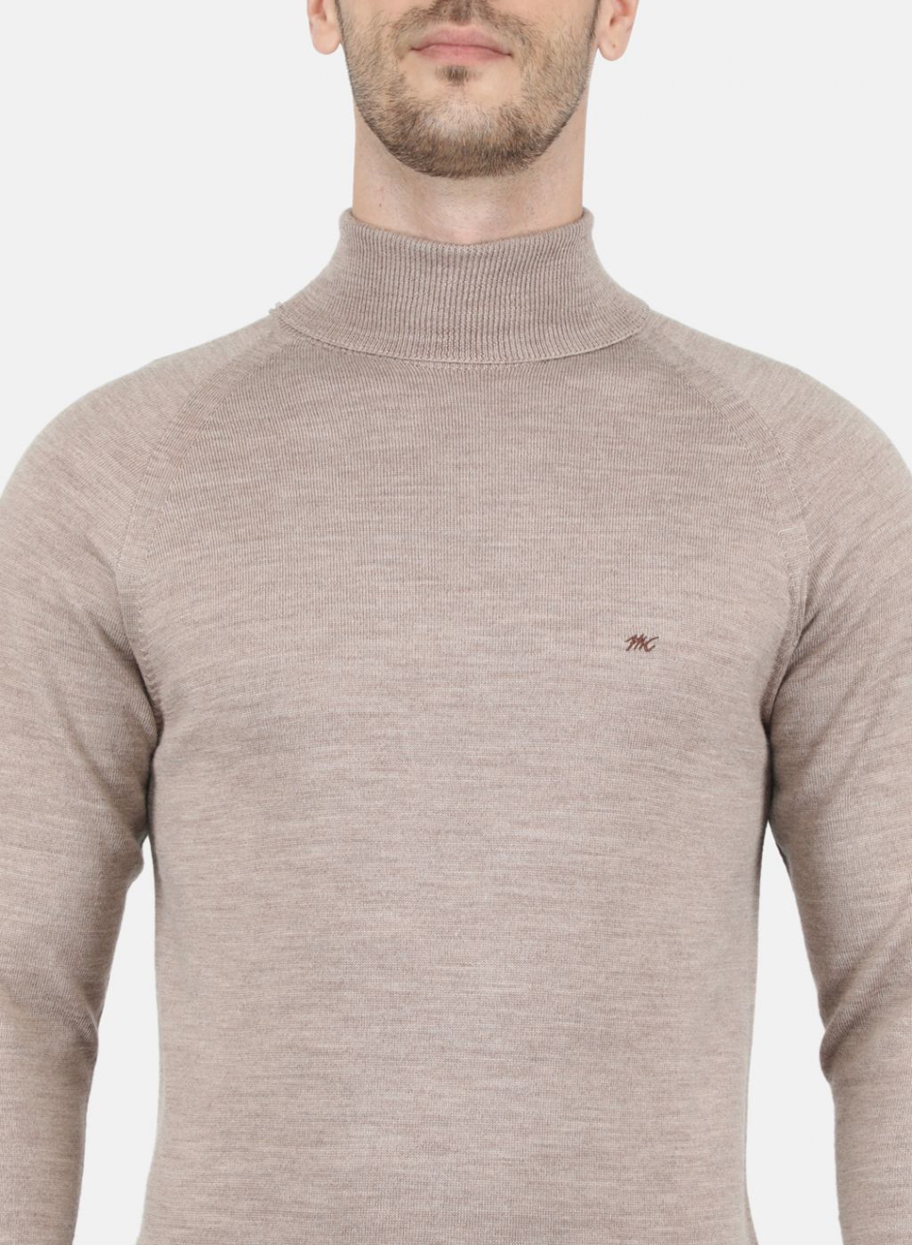 Men Beige Solid Pullover