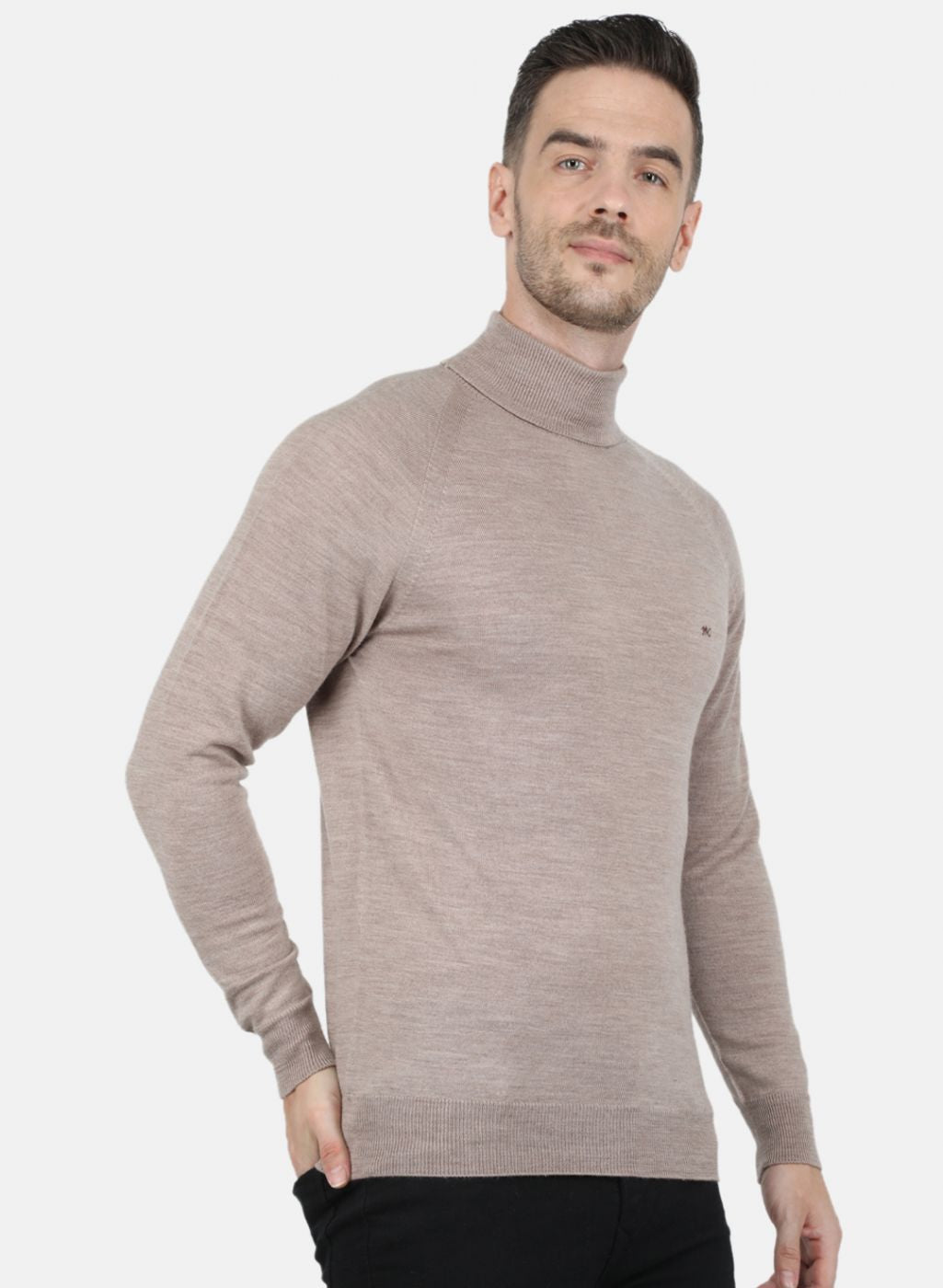 Men Beige Solid Pullover