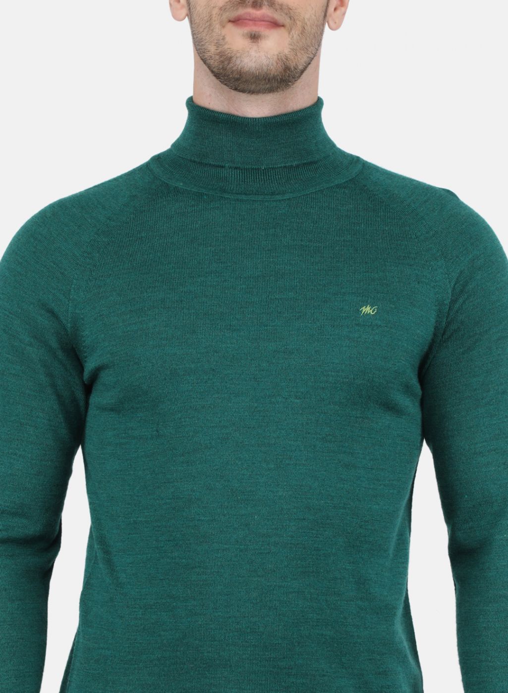 Men Green Solid Pullover