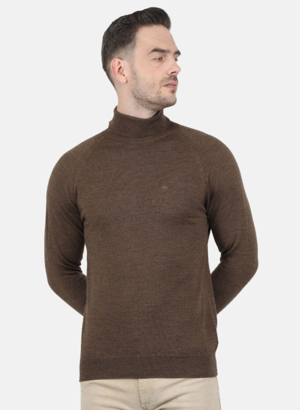 Men Brown Solid Pullover