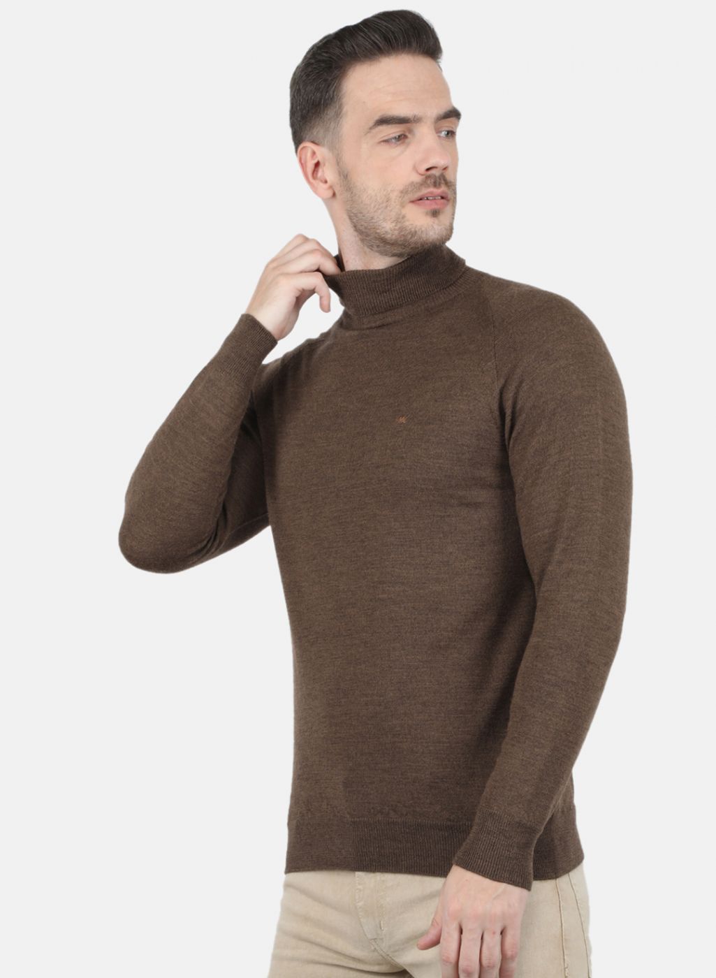 Men Brown Solid Pullover