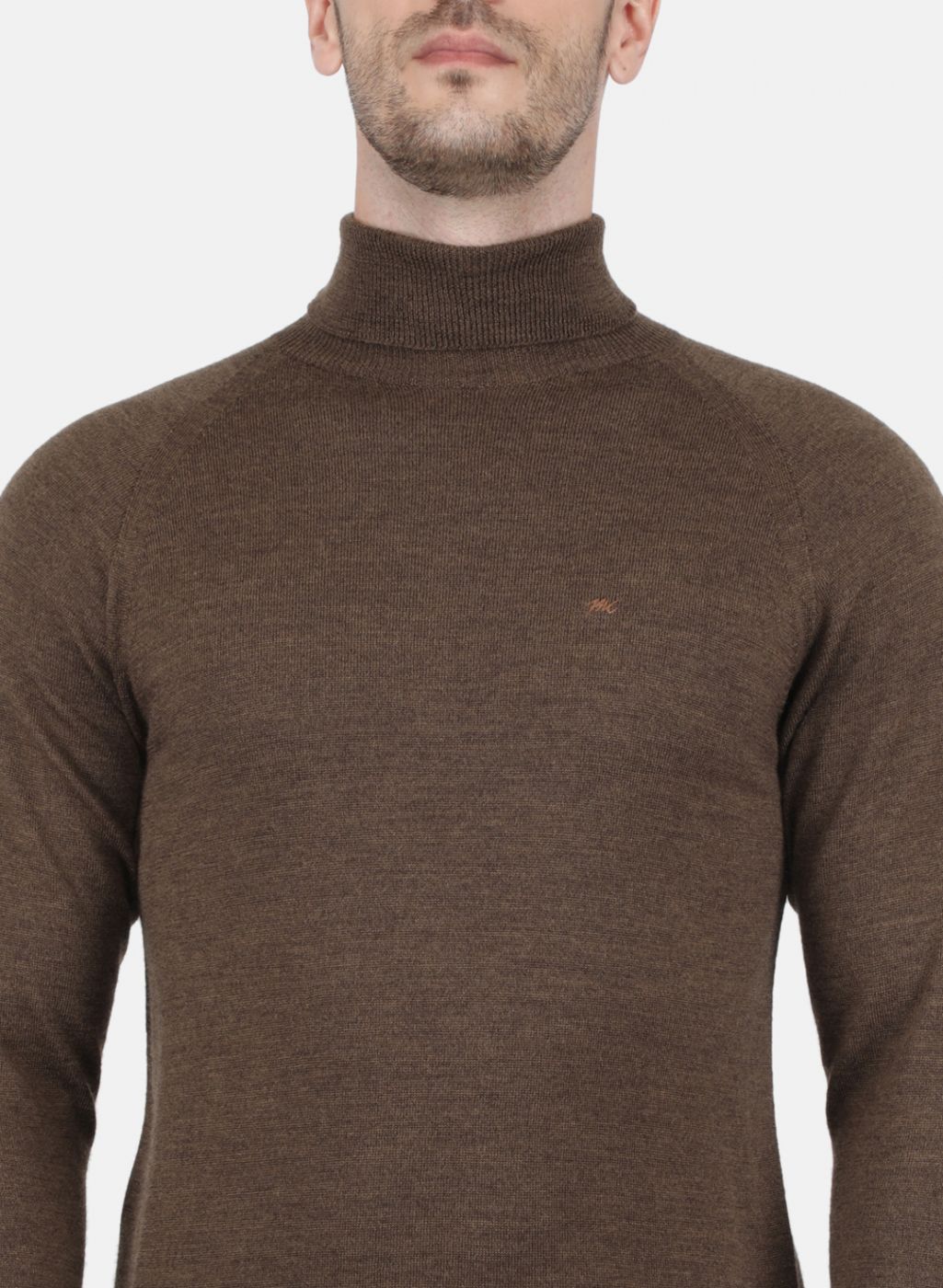 Men Brown Solid Pullover