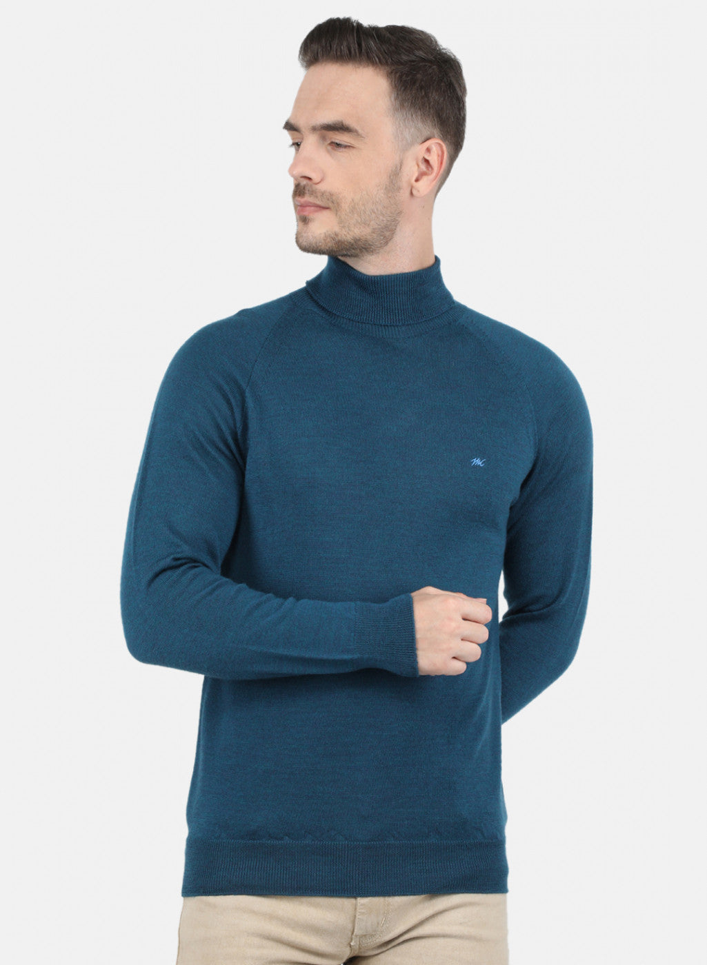 Men Blue Solid Pullover