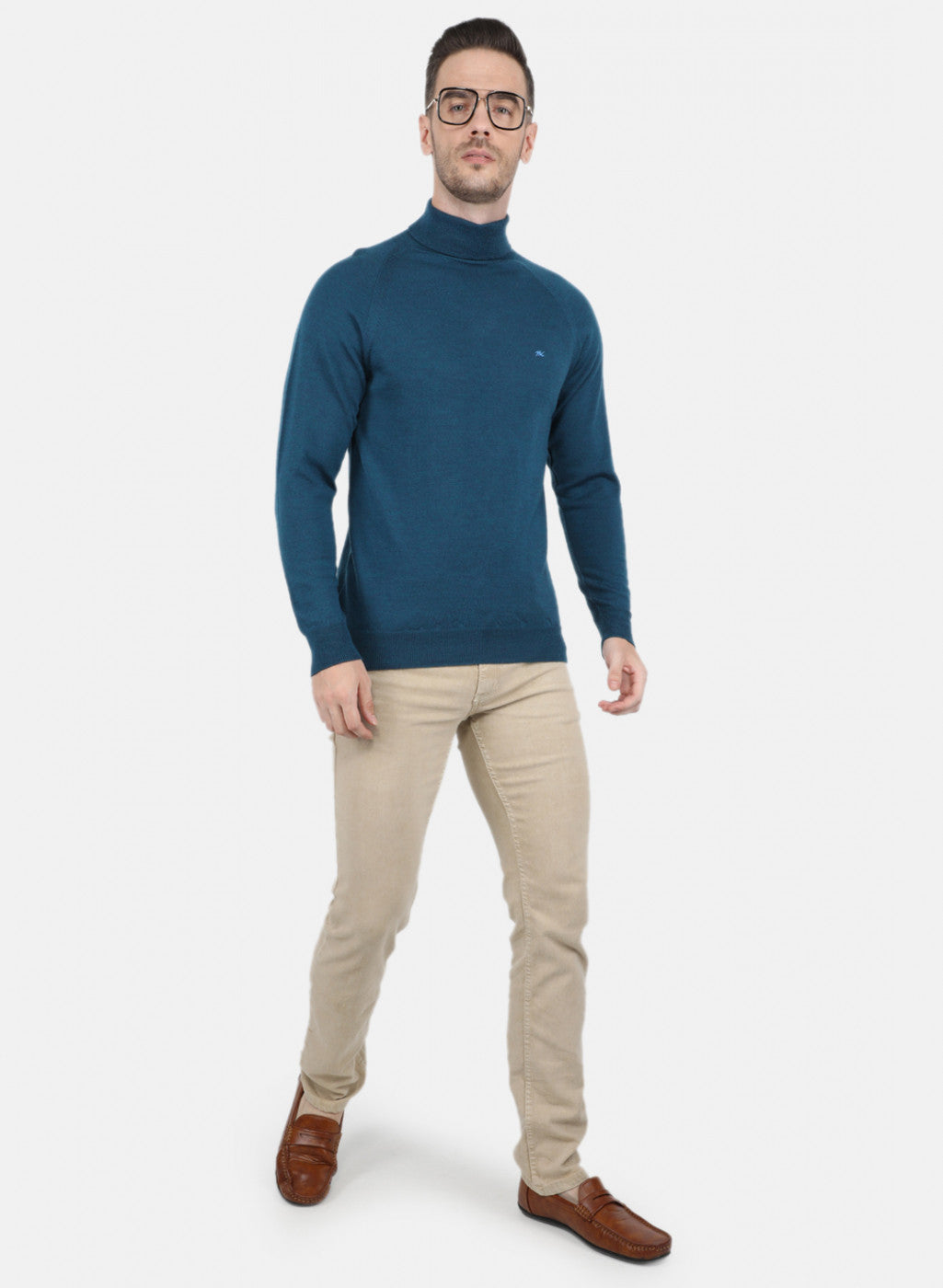 Men Blue Solid Pullover