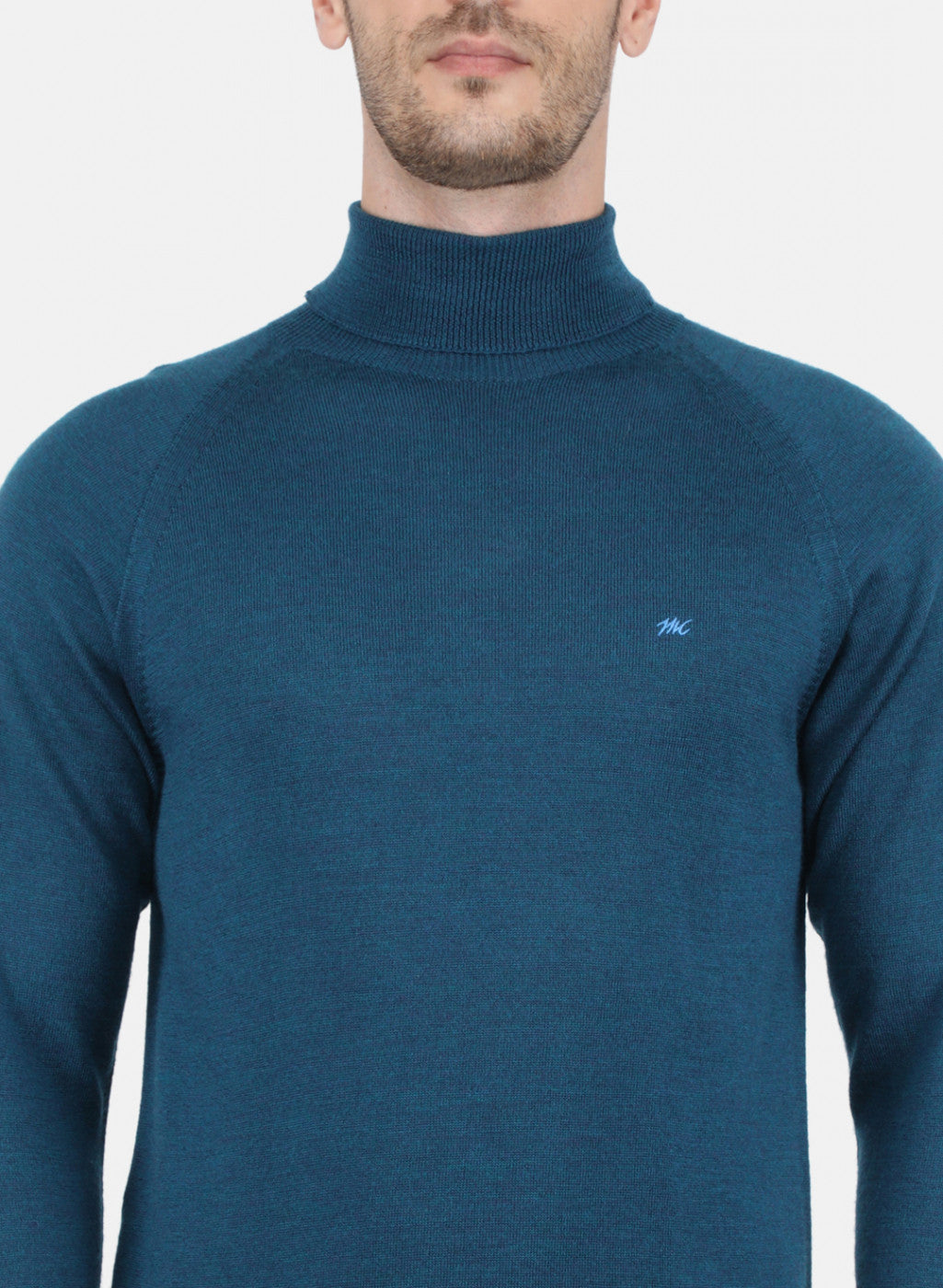 Men Blue Solid Pullover