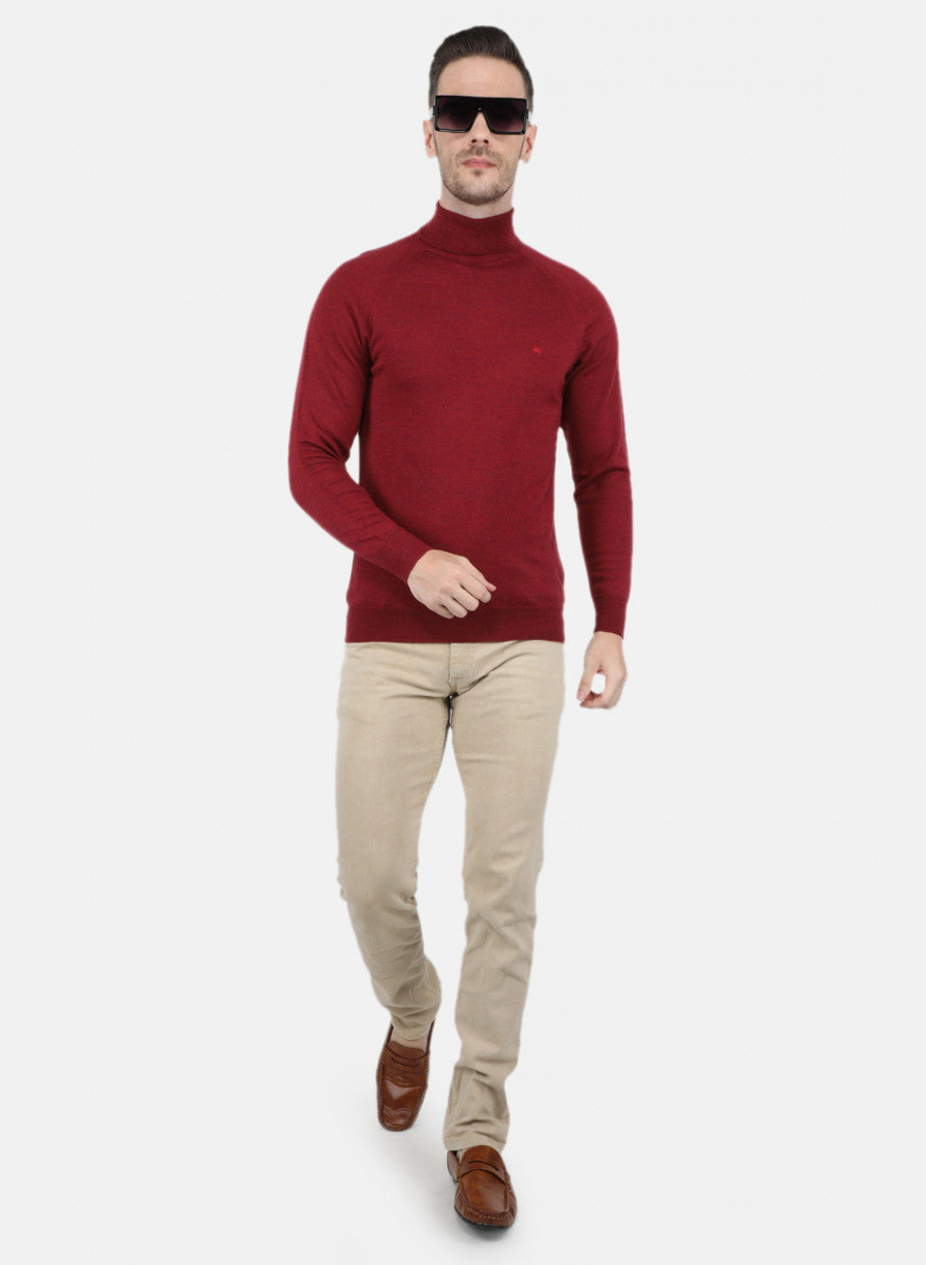 Men Maroon Solid Pullover