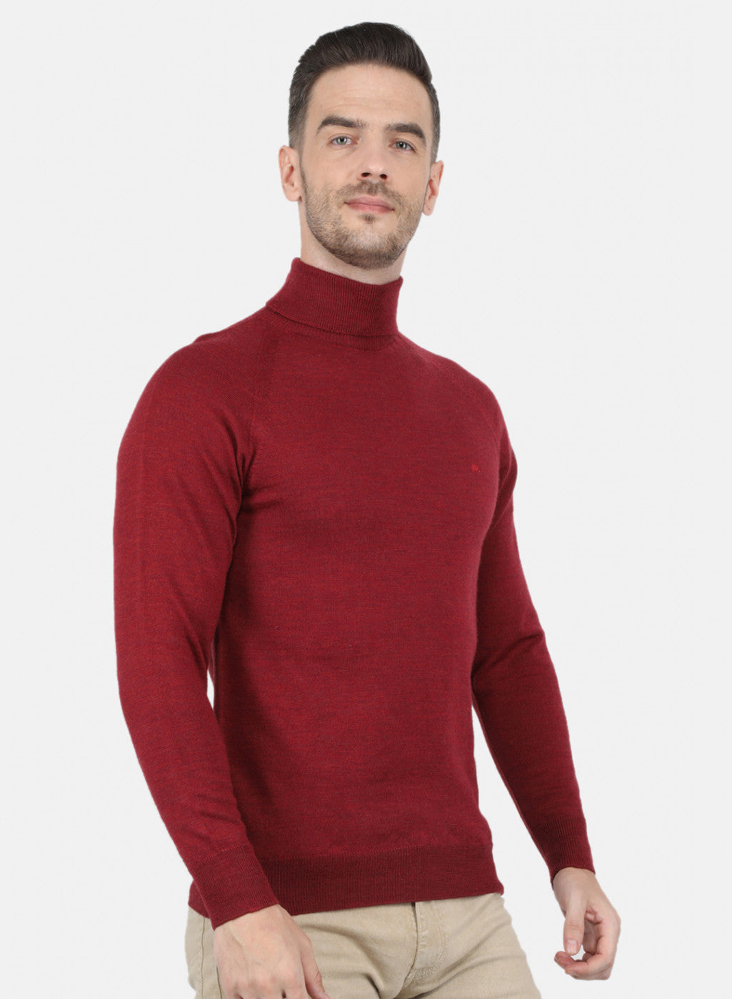 Men Maroon Solid Pullover