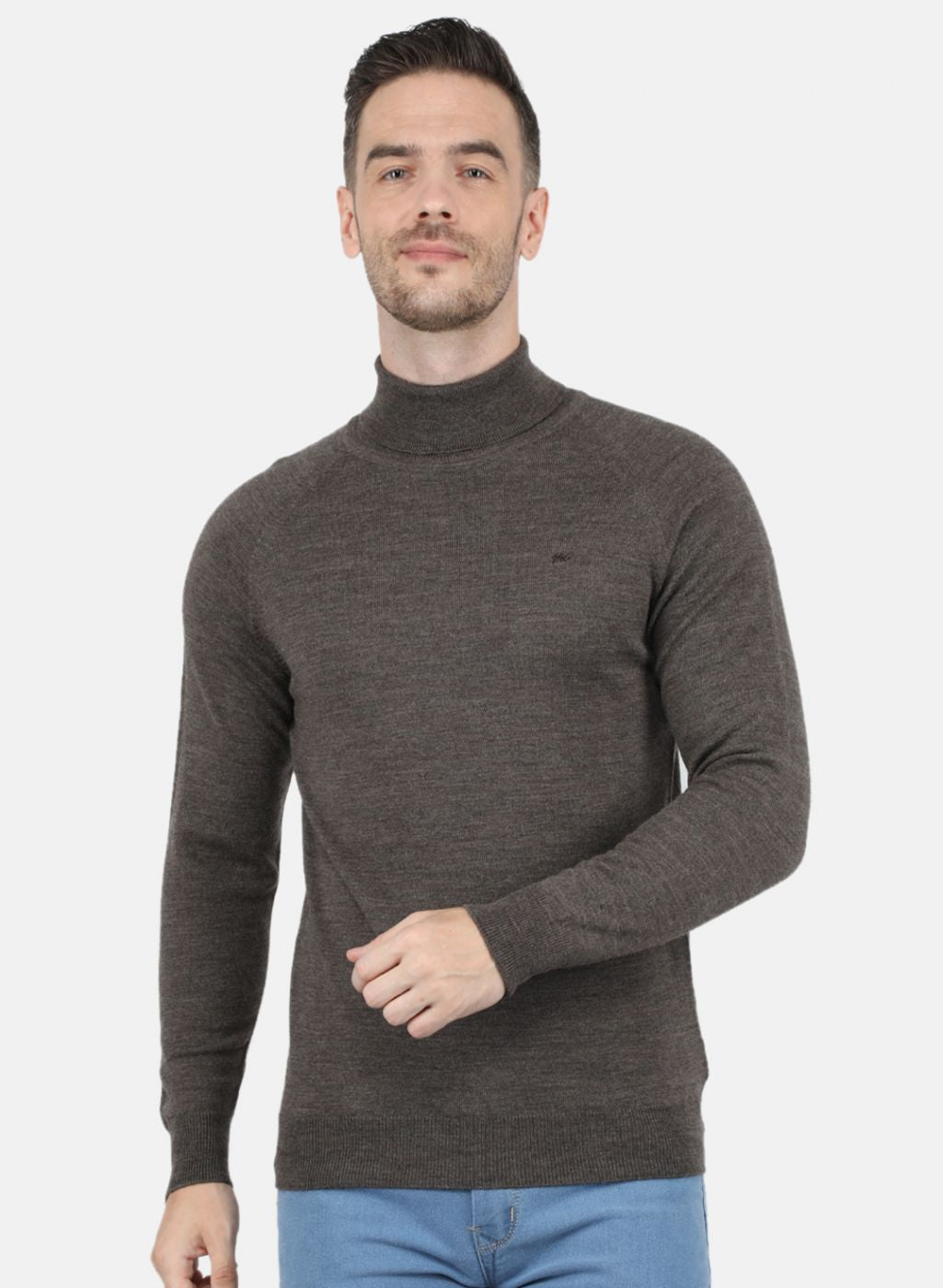 Men Brown Solid Pullover