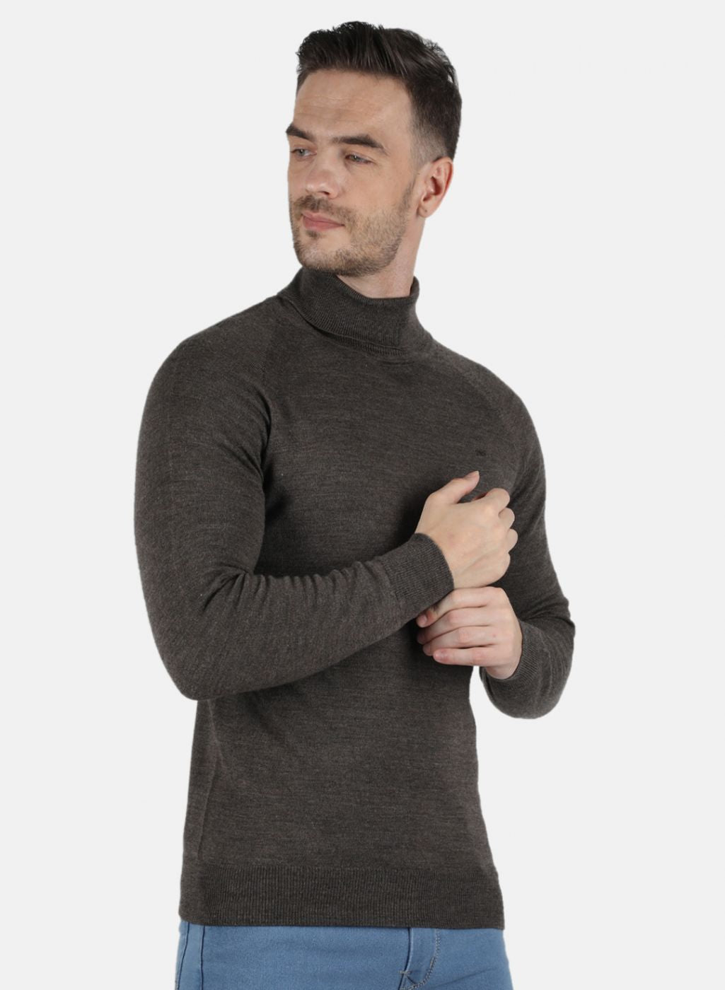 Men Brown Solid Pullover