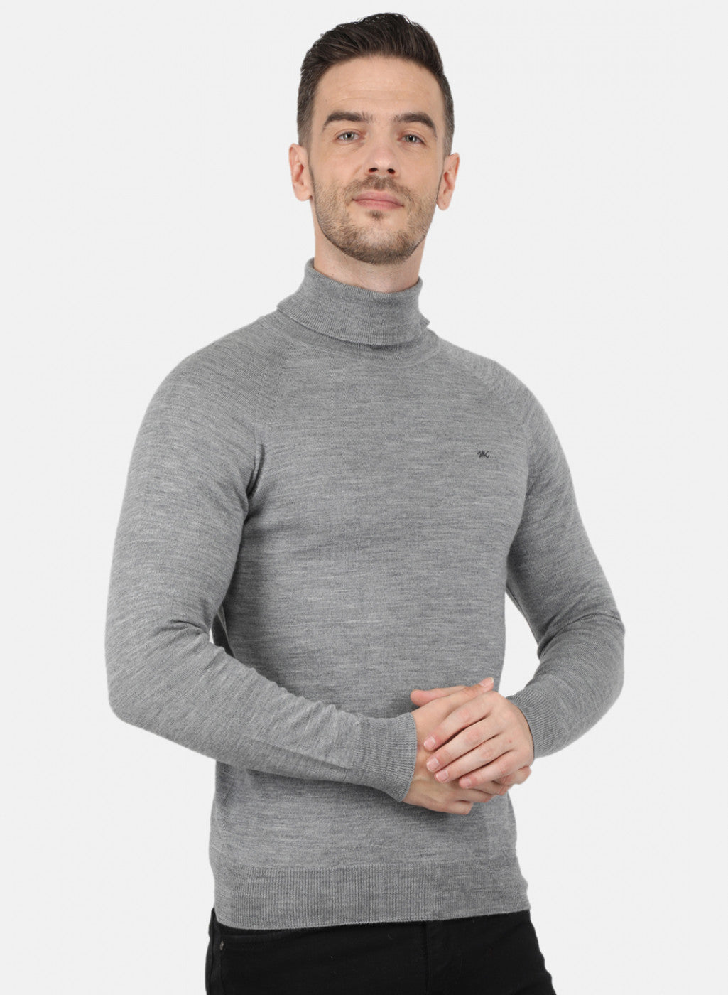 Men Grey Solid Pullover