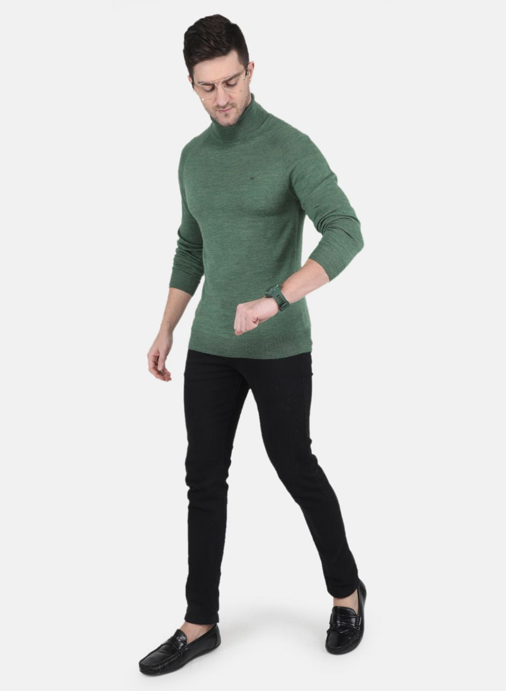 Men Green Solid Pullover