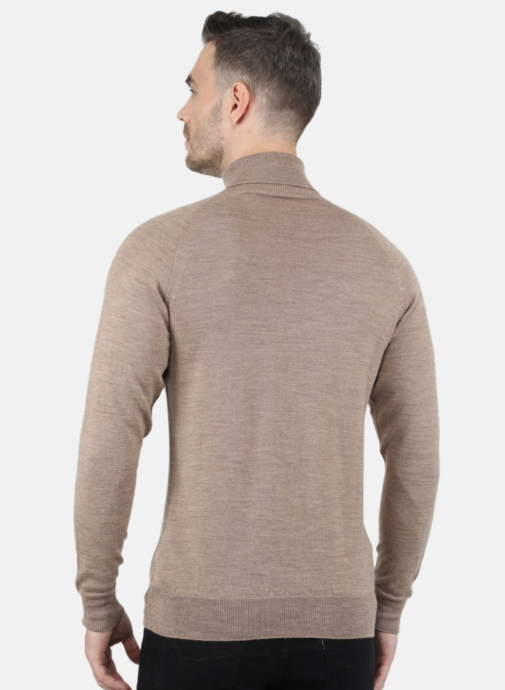 Men Beige Solid Pullover