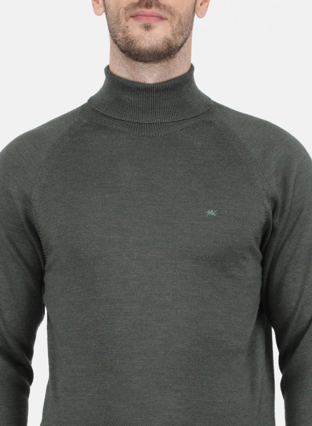 Men Olive Solid Pullover