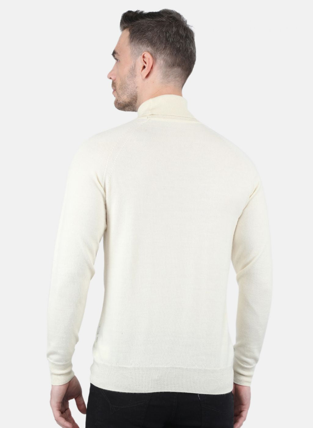 Men Off White Solid Pullover