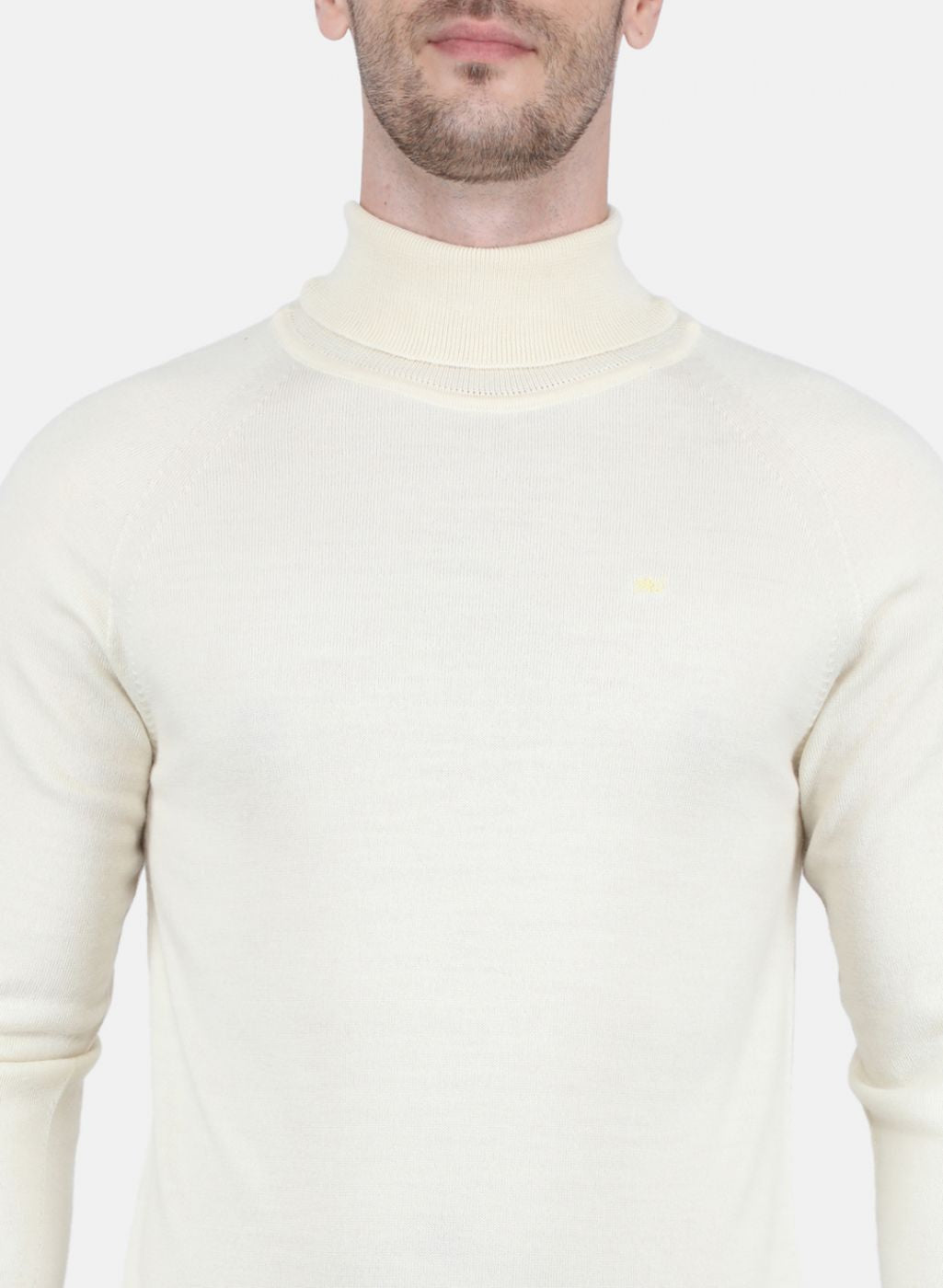 Men Off White Solid Pullover