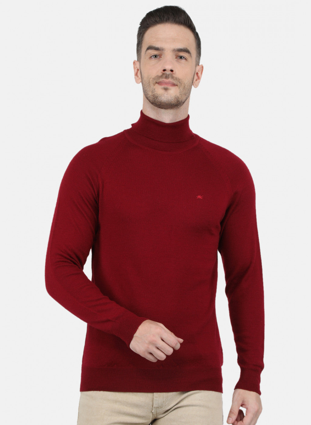 Men Maroon Solid Pullover