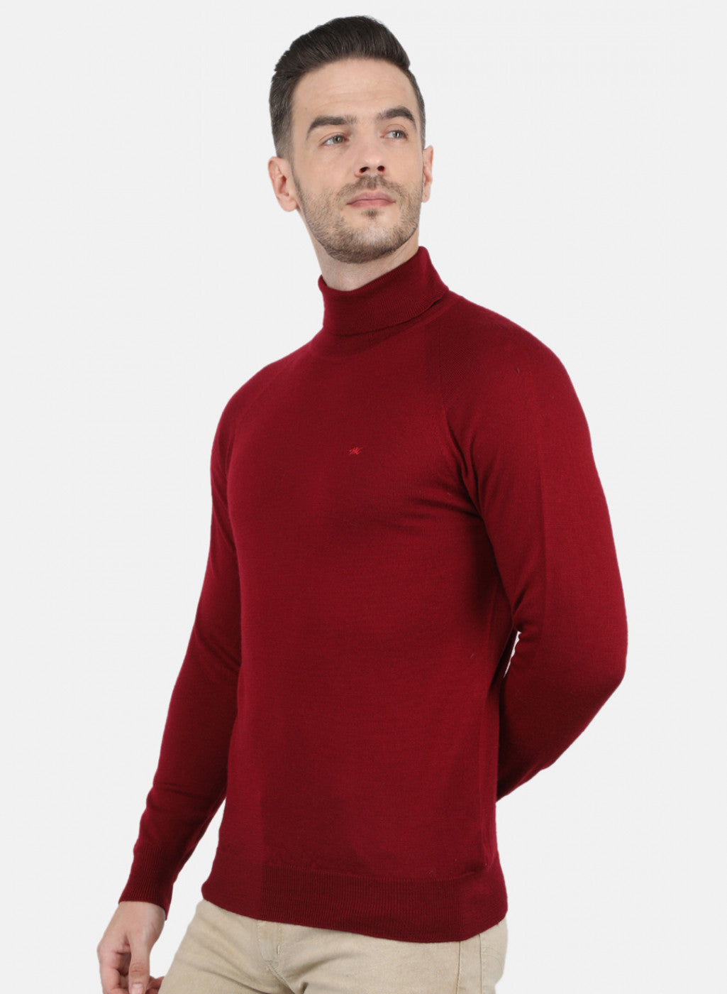 Men Maroon Solid Pullover