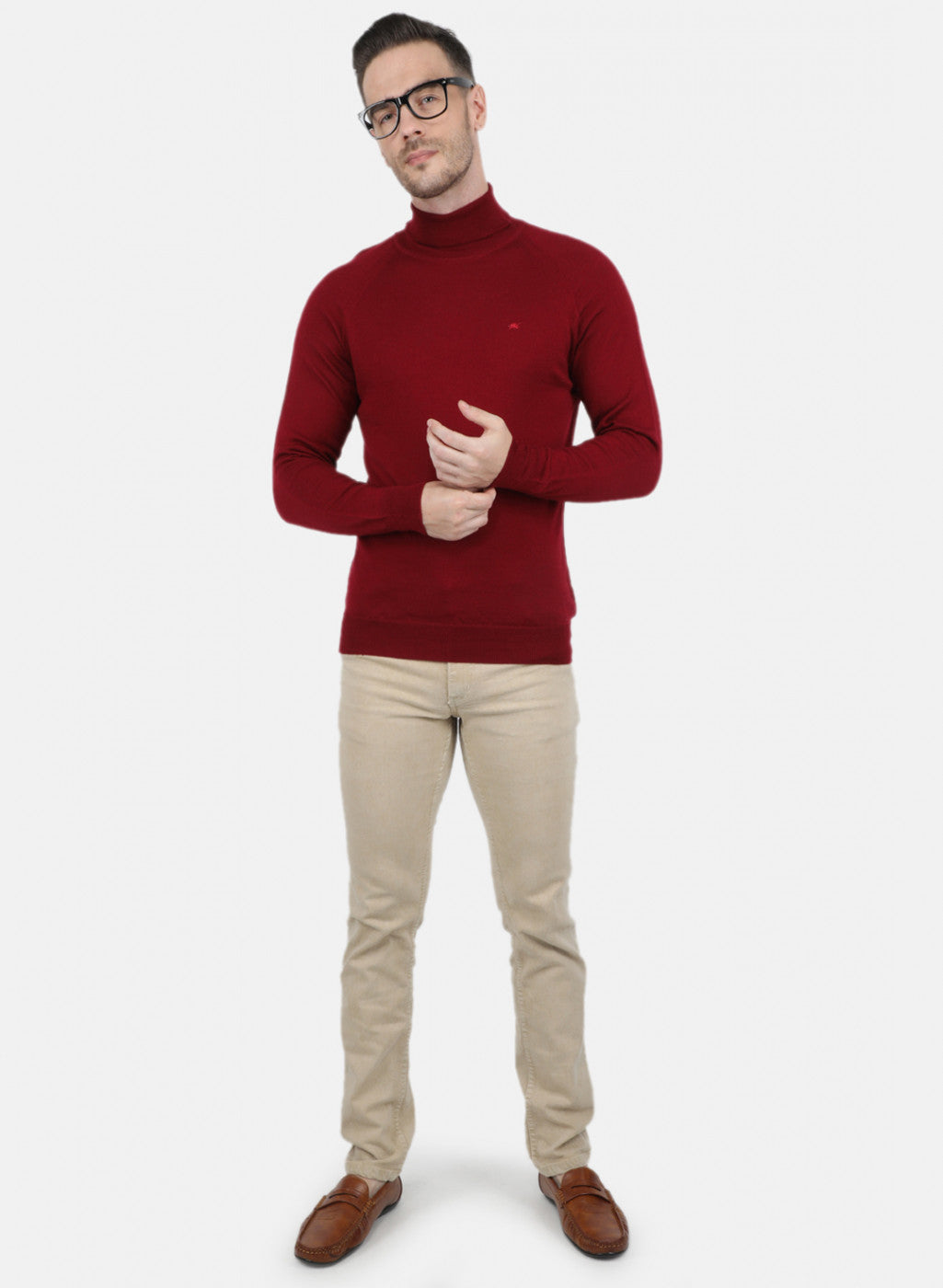 Men Maroon Solid Pullover