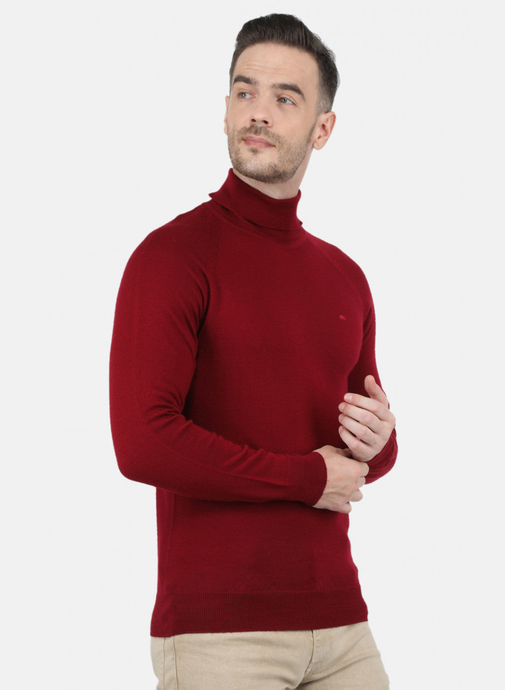 Men Maroon Solid Pullover