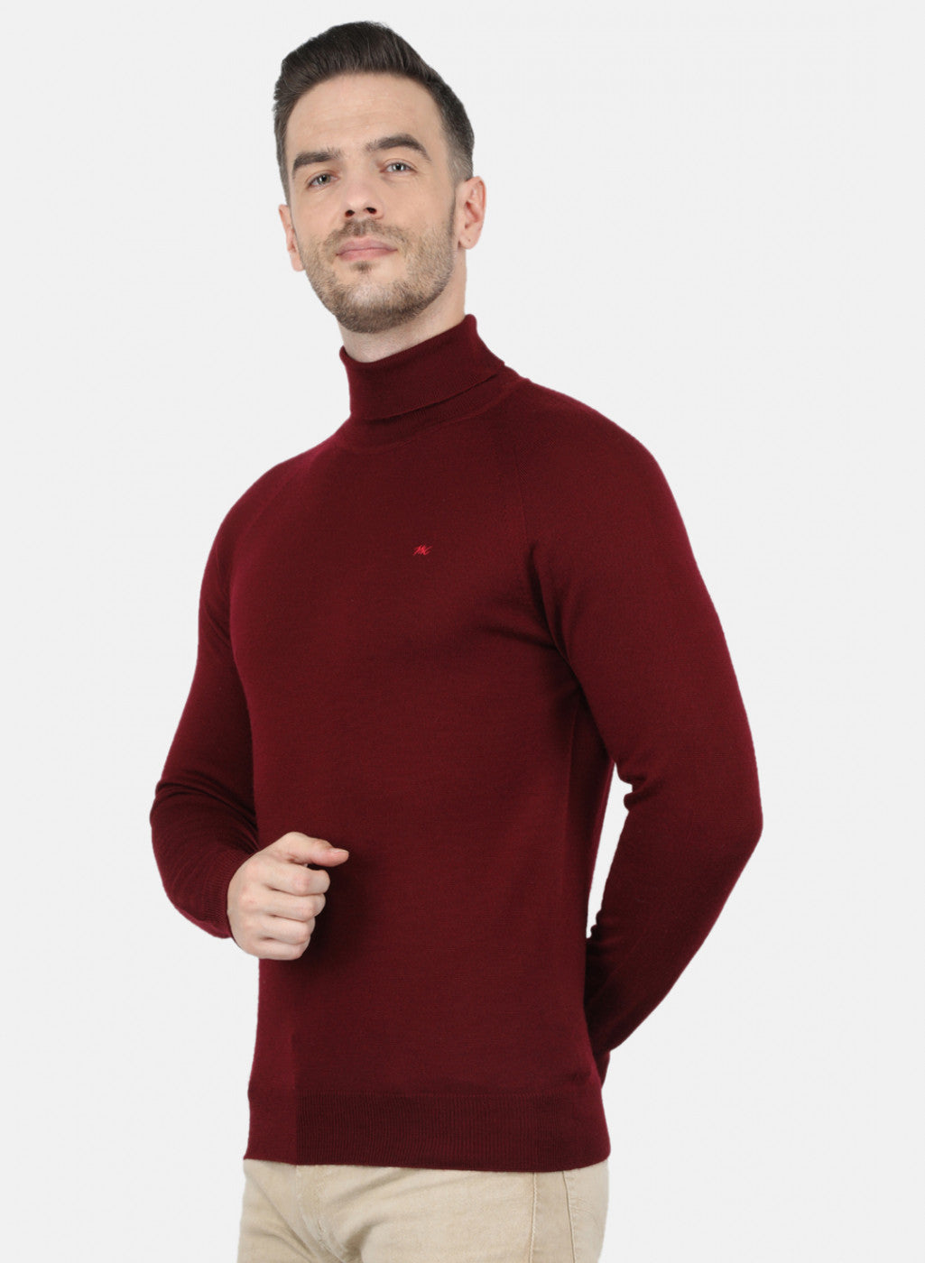 Men Maroon Solid Pullover