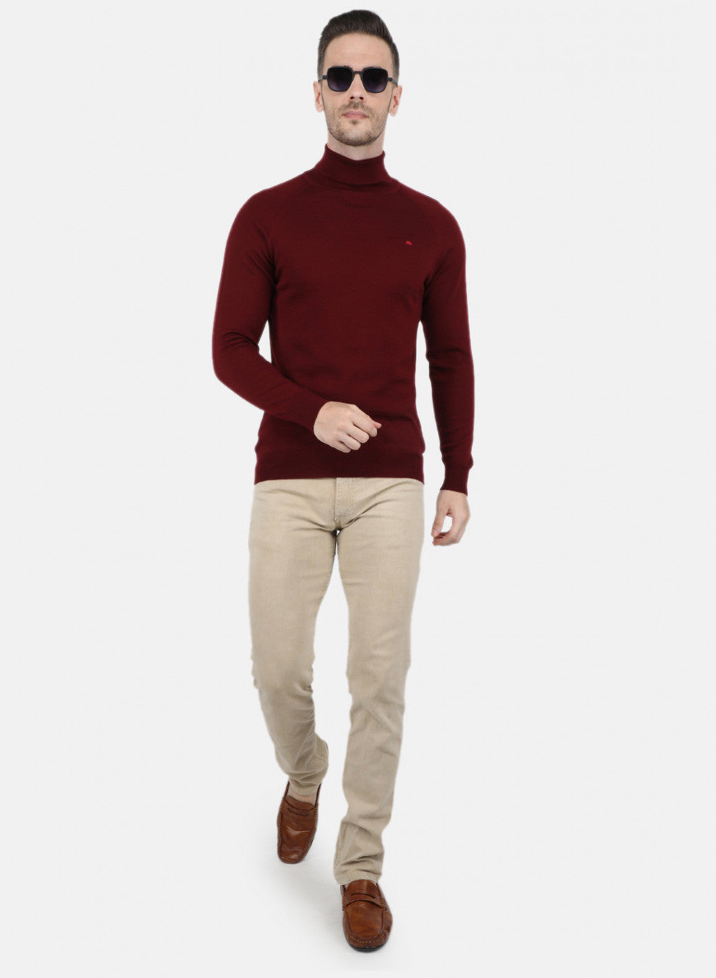 Men Maroon Solid Pullover