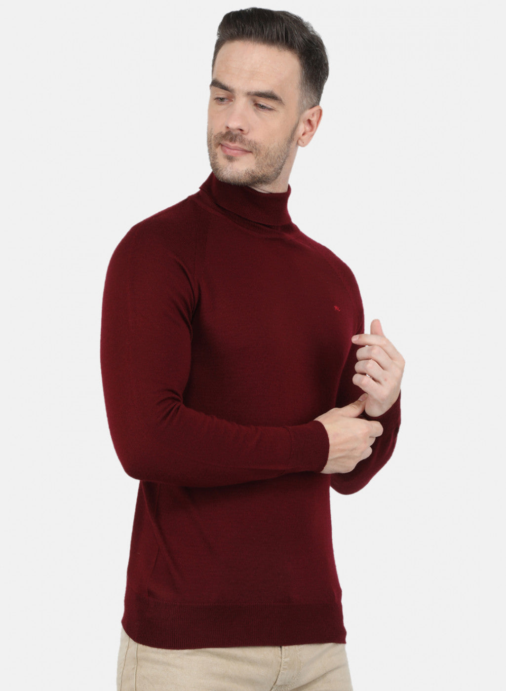 Men Maroon Solid Pullover