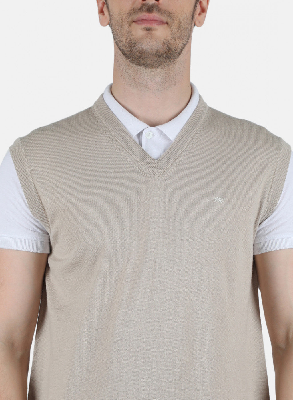 Men Beige Solid Sweater