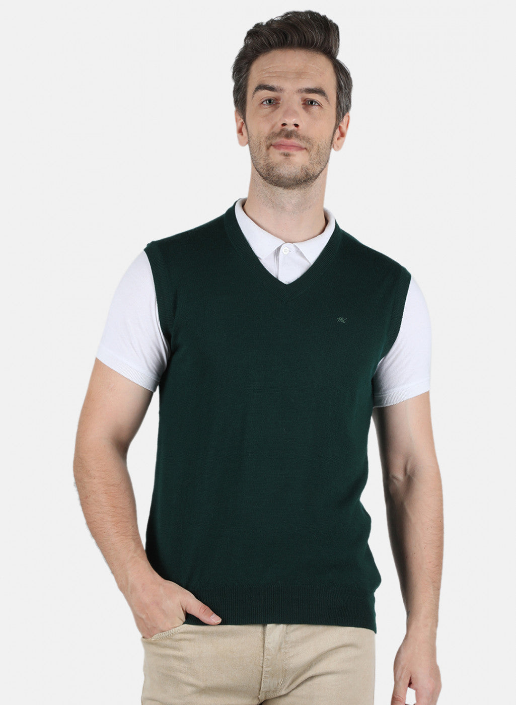 Men Green Solid Sweater