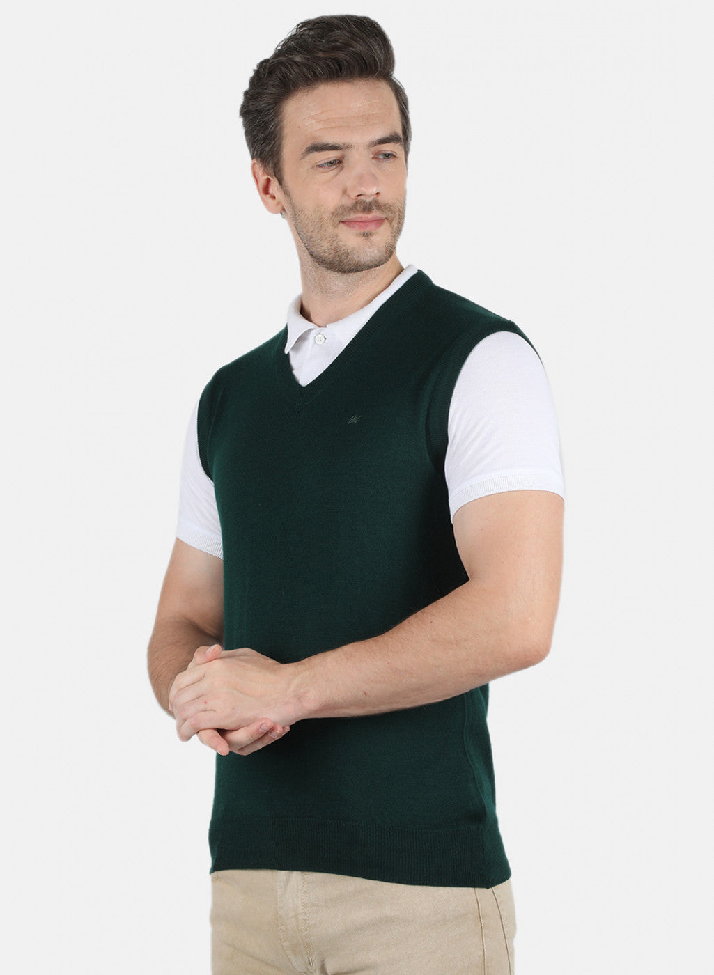 Men Green Solid Sweater