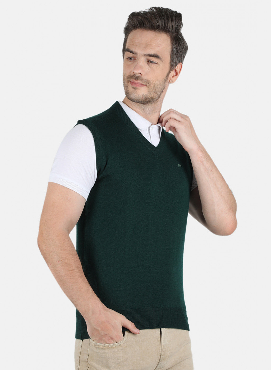 Men Green Solid Sweater