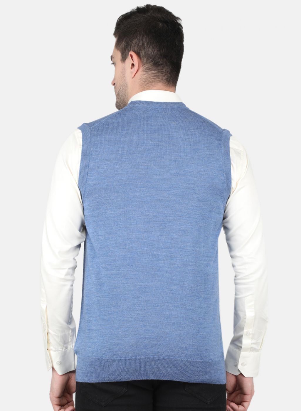 Men Blue Solid Sweater