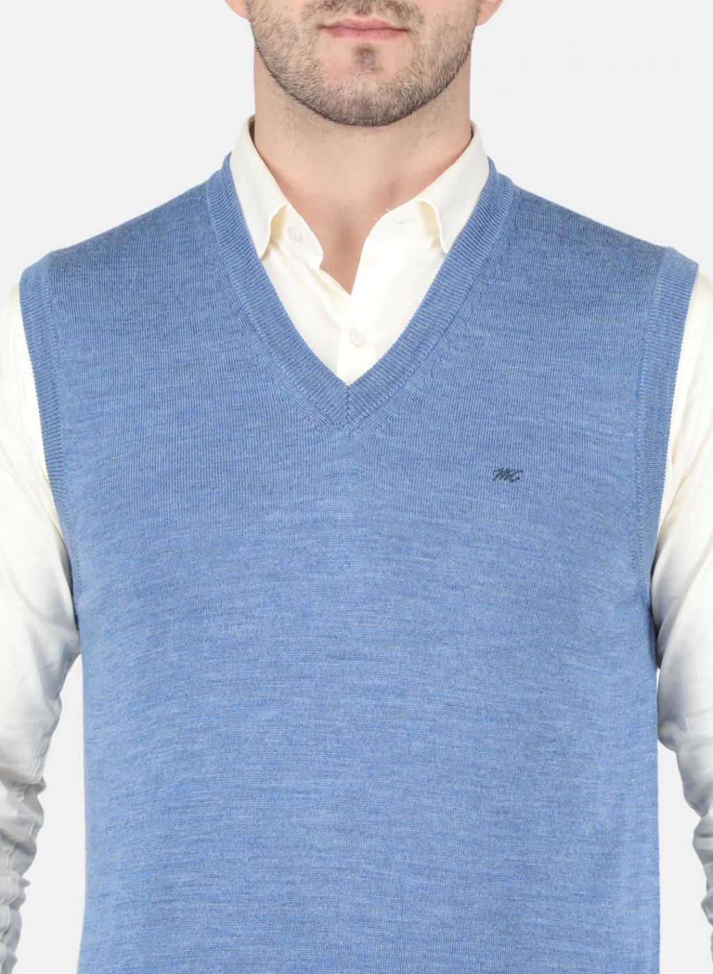 Men Blue Solid Sweater