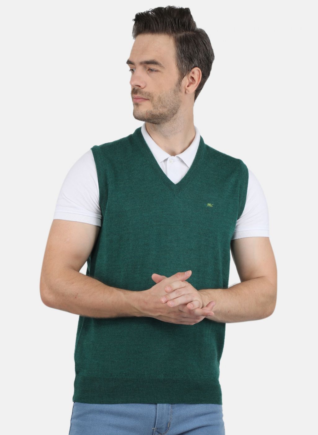 Men Green Solid Sweater