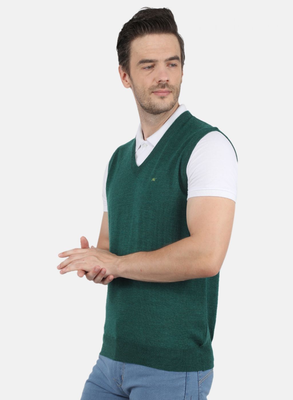 Men Green Solid Sweater