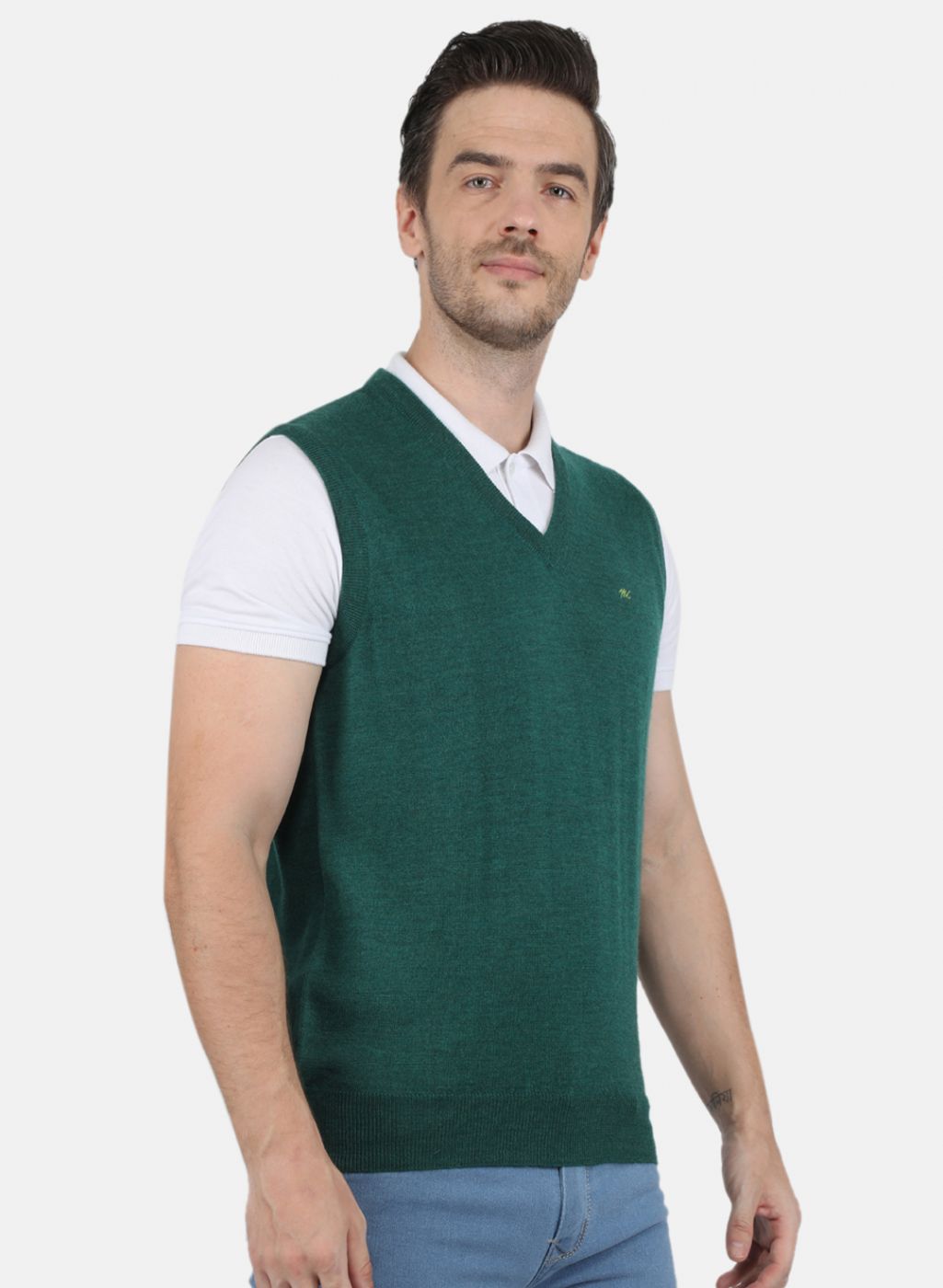 Men Green Solid Sweater