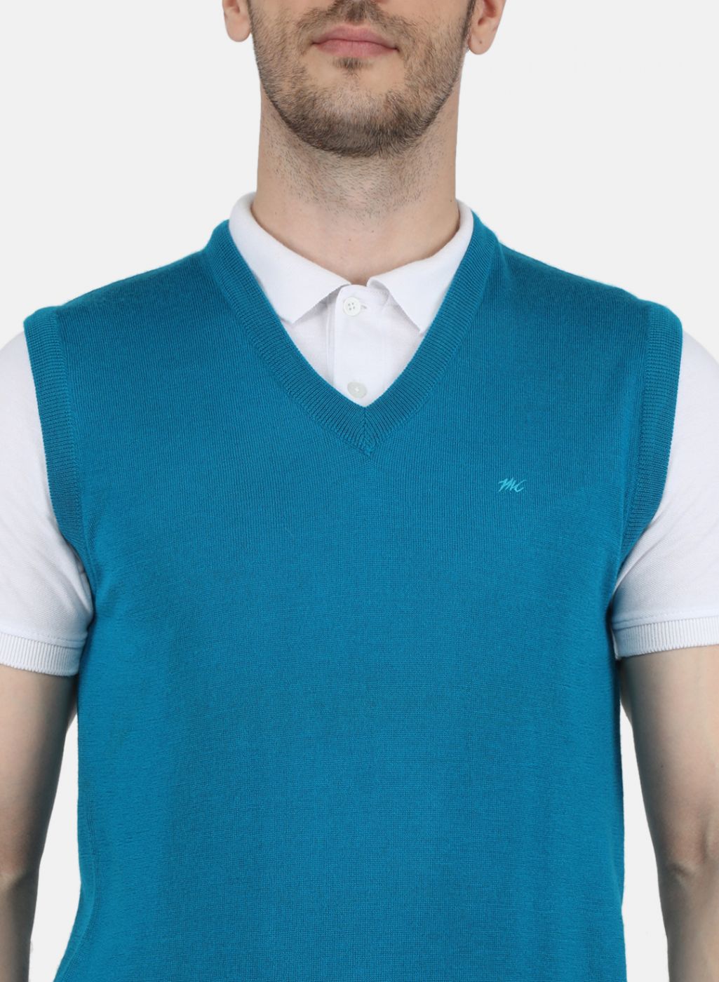 Men Blue Solid Sweater