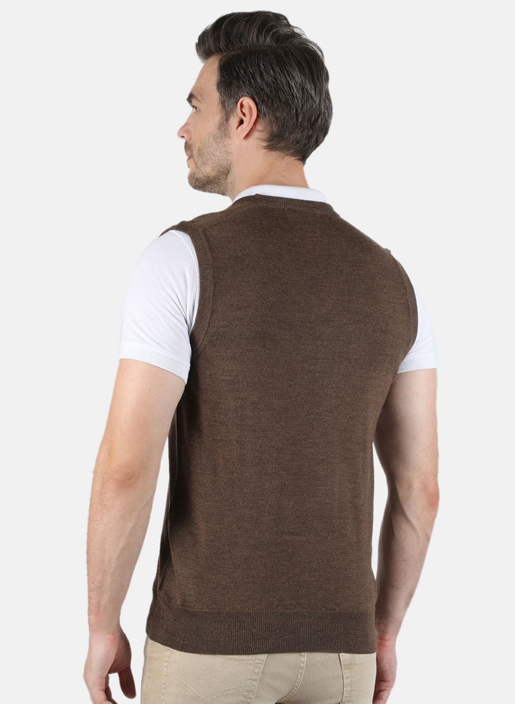 Men Brown Solid Sweater