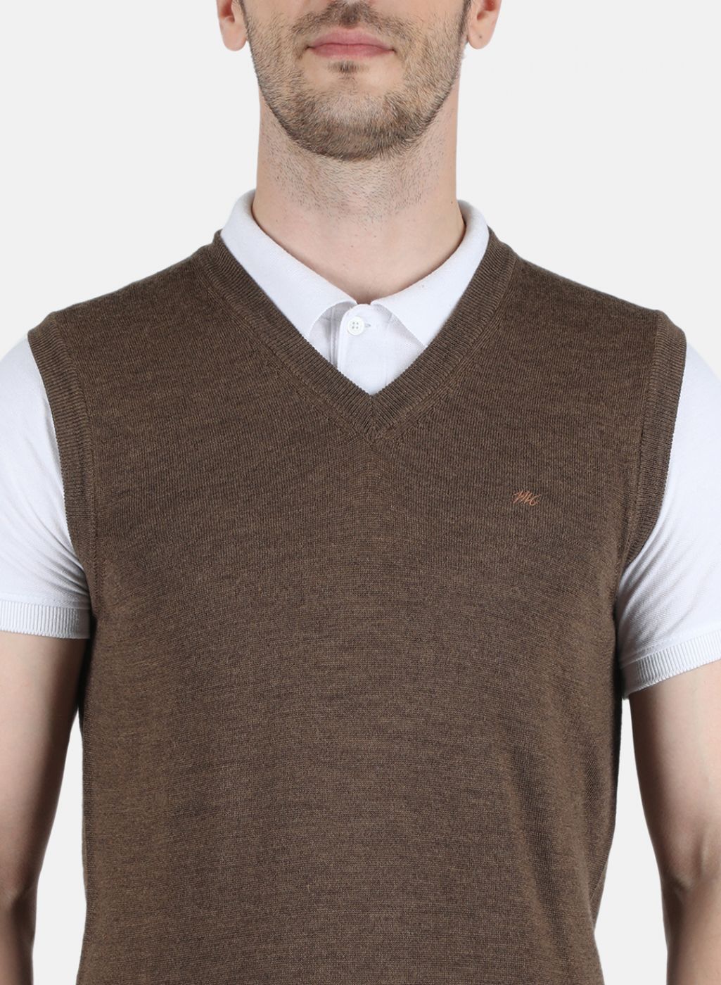 Men Brown Solid Sweater