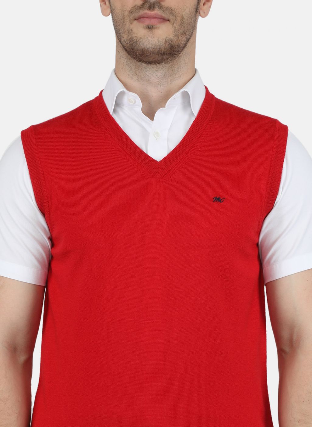 Men Red Solid Sweater