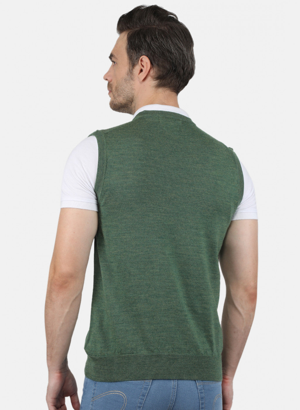 Men Green Solid Sweater