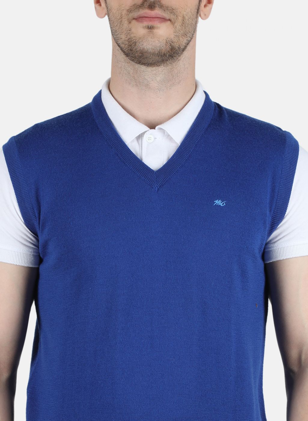 Men Blue Solid Sweater