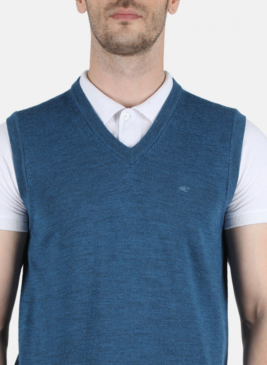 Men Blue Solid Sweater