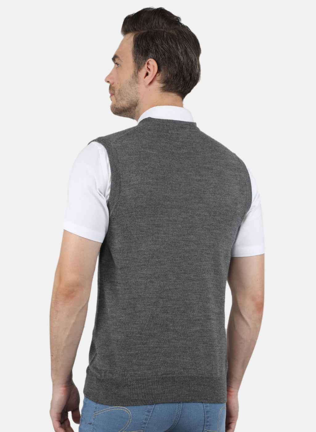 Men Grey Solid Sweater